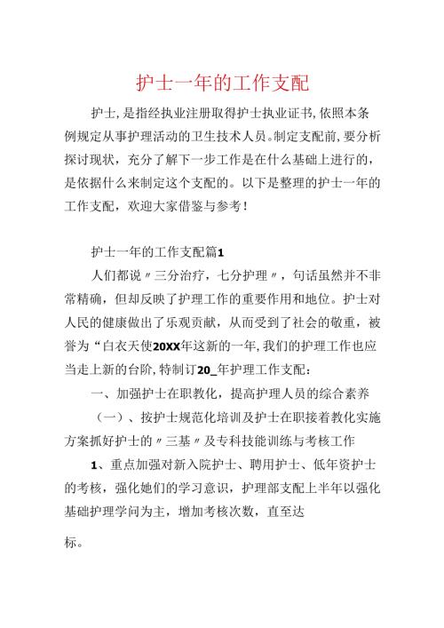 护士一年的工作计划.docx