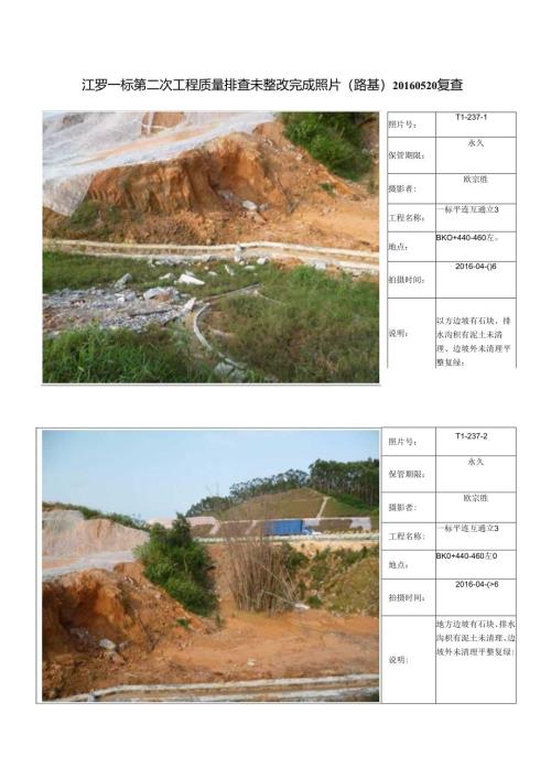 江罗一标第二次工程质量排查相片(路基）未整改复查.docx