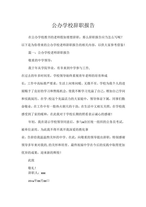 公办学校辞职报告.docx