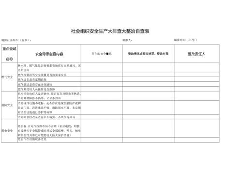 社会组织安全生产大排查大整治自查表.docx