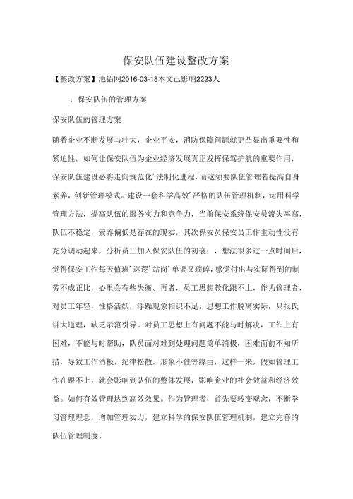 保安队伍建设整改方案.docx