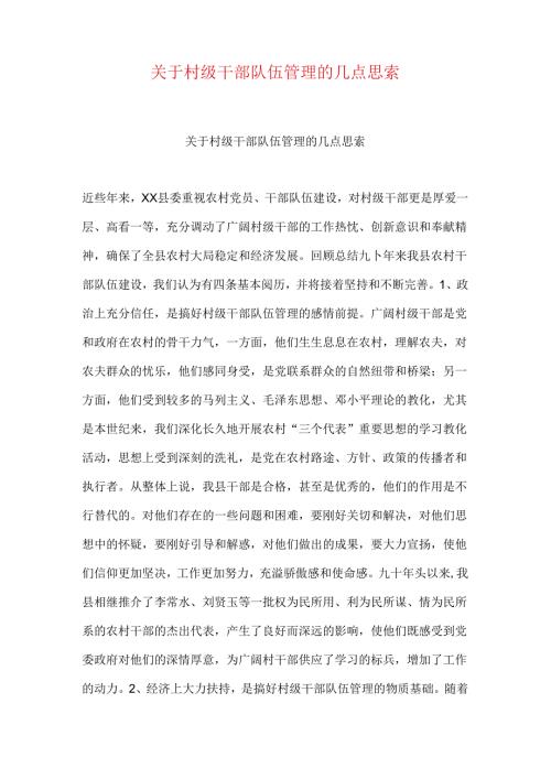 关于村级干部队伍管理的几点思考.docx