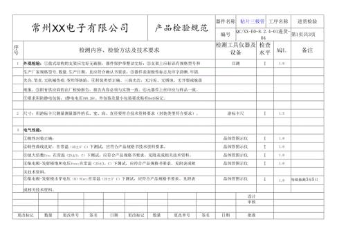 贴片三极管进货检验标准.docx