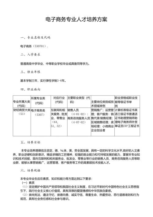职业技术学院电子商务专业人才培养方案.docx