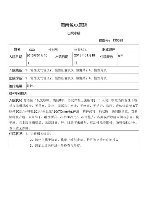 出院小结模板.docx