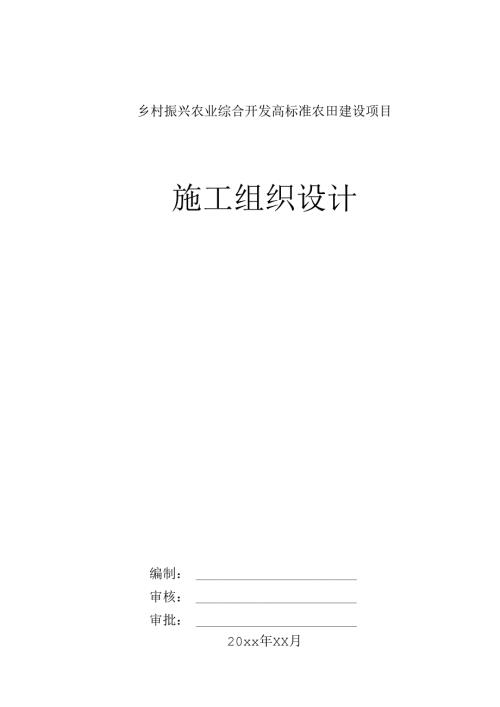乡村振兴农业综合开发高标准农田建设项目施工组织设计.docx