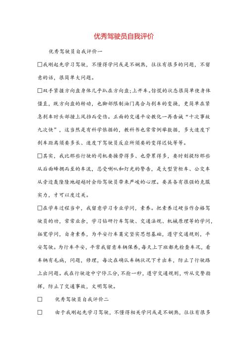 优秀驾驶员自我评价.docx