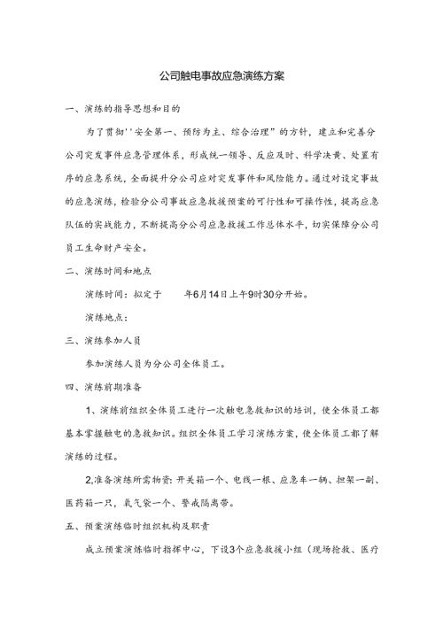 某公司触电事故应急演练方案.docx
