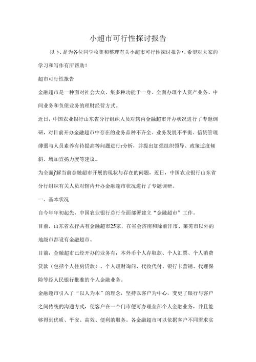 小超市可行性研究报告.docx