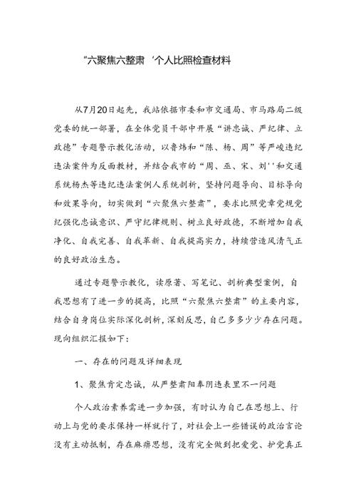 六聚焦六整肃个人对照检查材料.docx