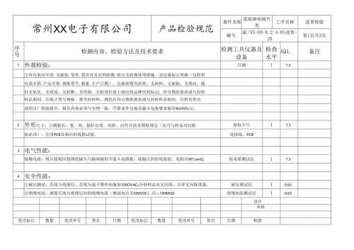 连接插座、插片类进货检验标准.docx