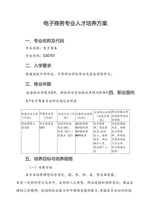 职业技术学院电子商务专业人才培养方案.docx
