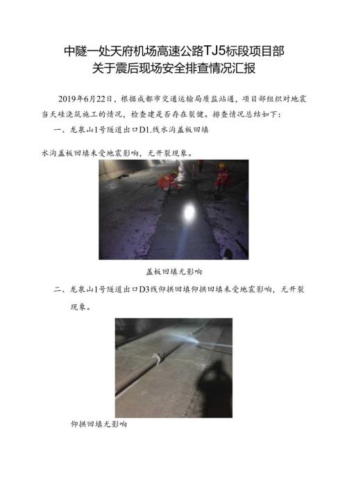 TJ5标2019年6月22日震后砼浇筑情况排查.docx