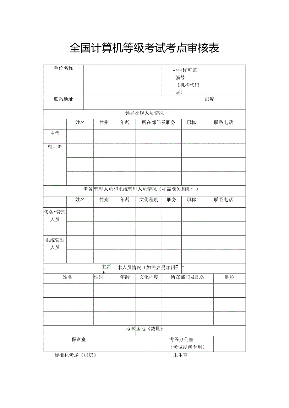 全国计算机等级考试考点审核表.docx_第1页
