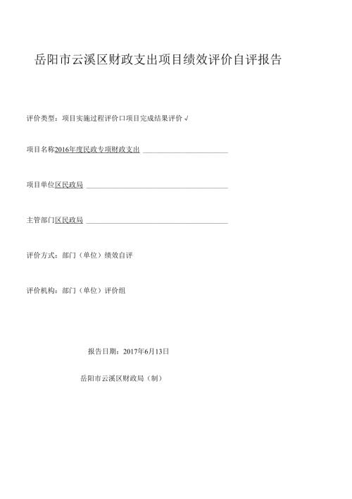 岳阳云溪区财政支出项目绩效评价自评报告.docx