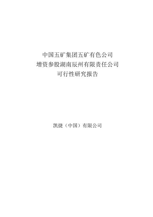 五矿有色参股辰州矿业项目可行性研究报告.docx