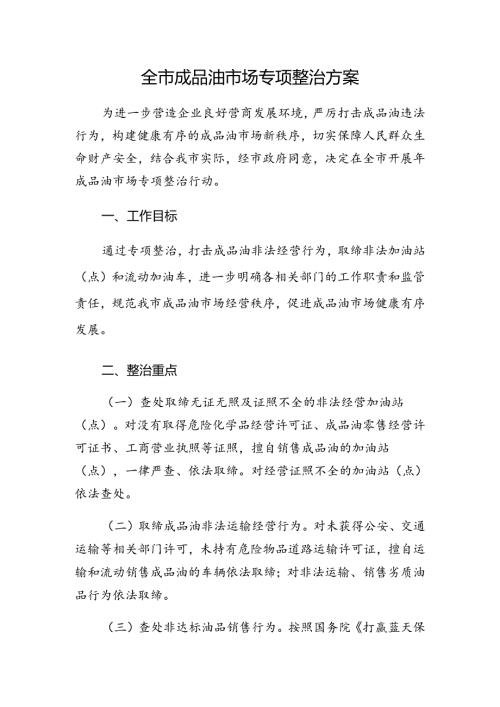全市成品油市场专项整治方案.docx
