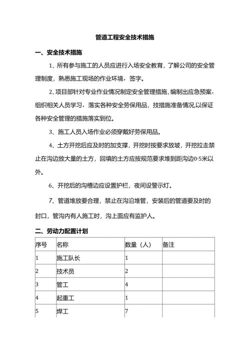 管道工程安全技术措施.docx
