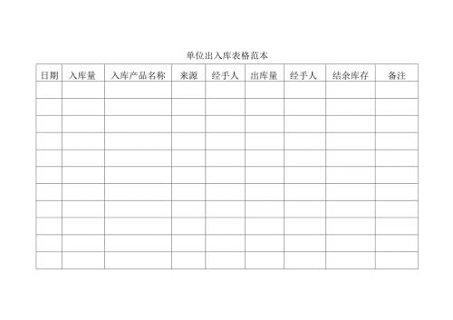 单位出入库表格范本.docx