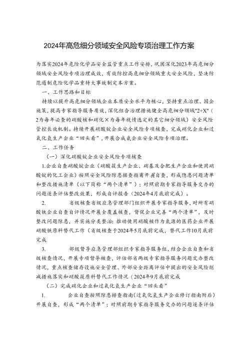 2024年高危细分领域安全风险专项治理工作方案.docx