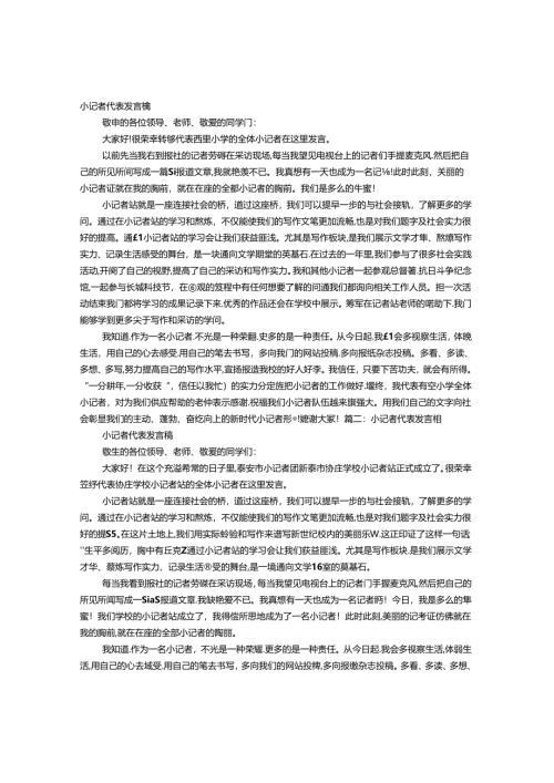 小记者发言稿.docx