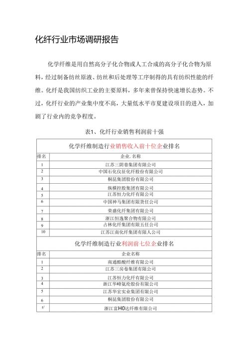 化纤行业市场调研报告.docx