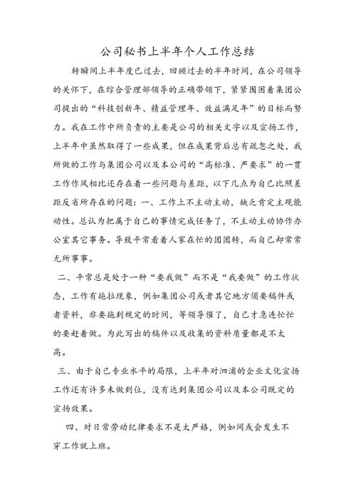 公司秘书上半年个人工作总结.docx