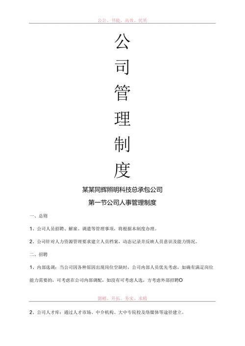 公司管理制度（适用于照明公司）汇编.docx