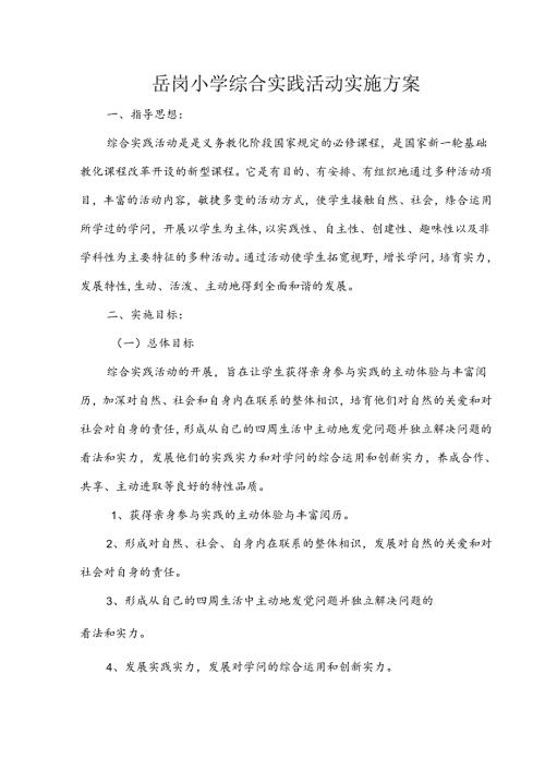 岳岗小学综合实践活动课程实施方案.docx