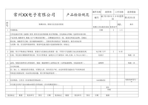 助焊剂进货检验标准.docx
