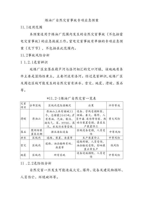 炼油厂自然灾害事故专项应急预案.docx