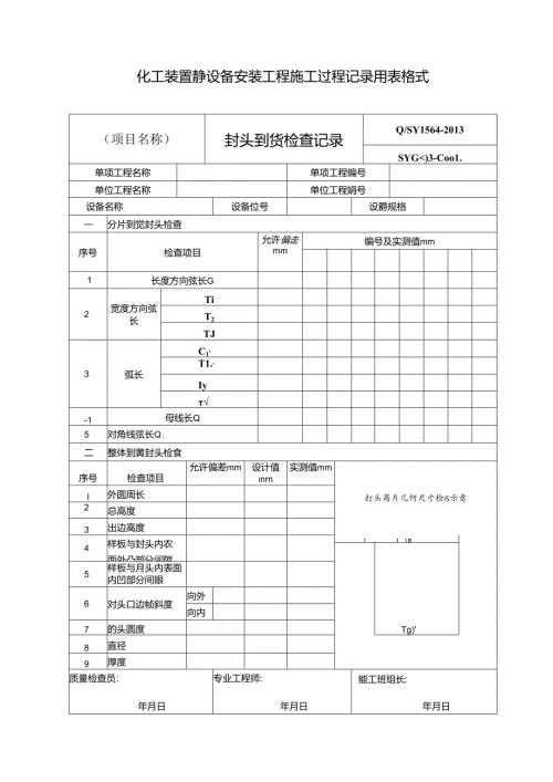 化工装置静设备安装工程施工过程记录用表格式.docx