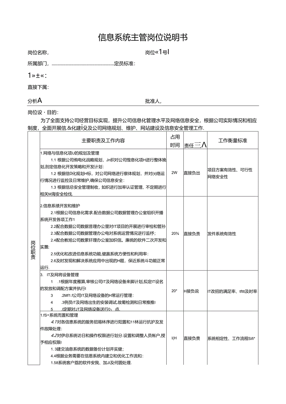 信息系统主管岗位说明书.docx_第1页