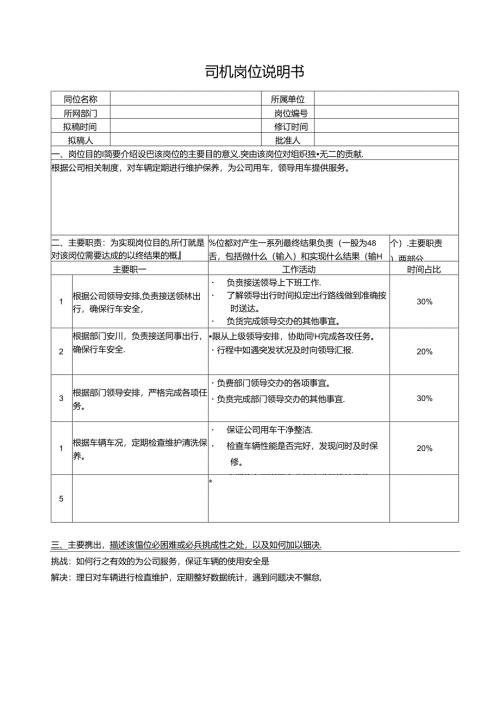 司机岗位说明书.docx