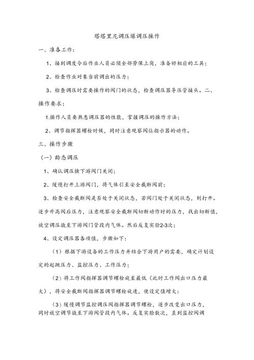天然气塔塔里尼调压器调压操作.docx
