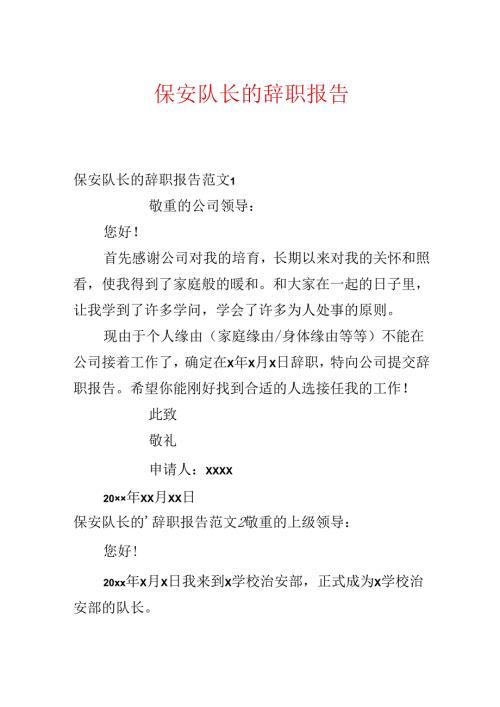 保安队长的辞职报告.docx