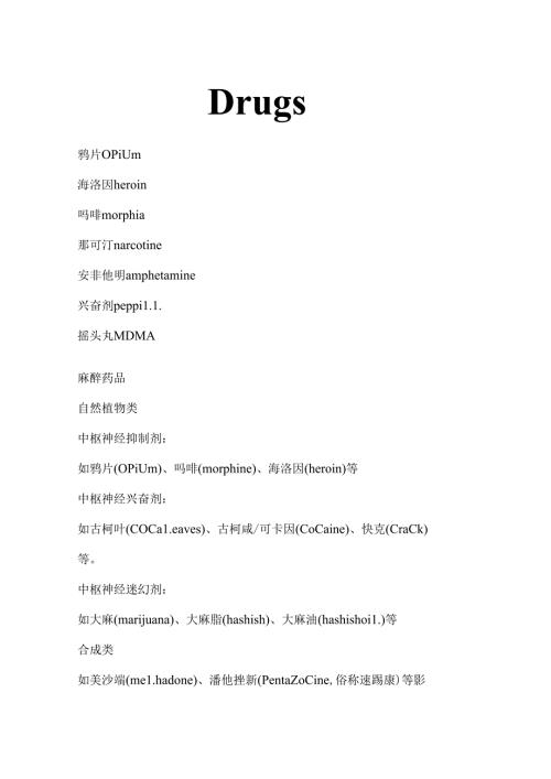 常见毒品的英文名.docx