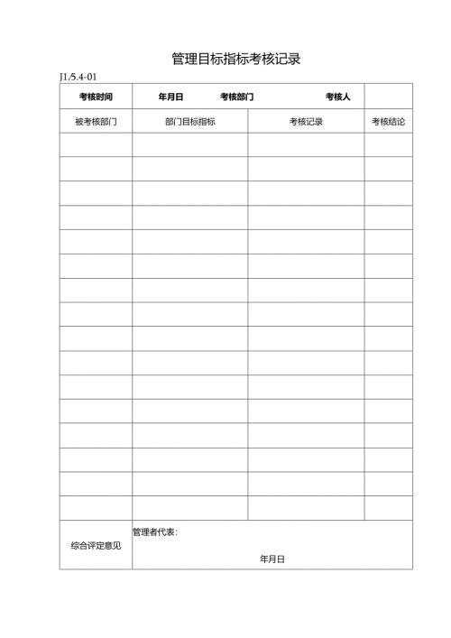 管理目标指标考核记录.docx