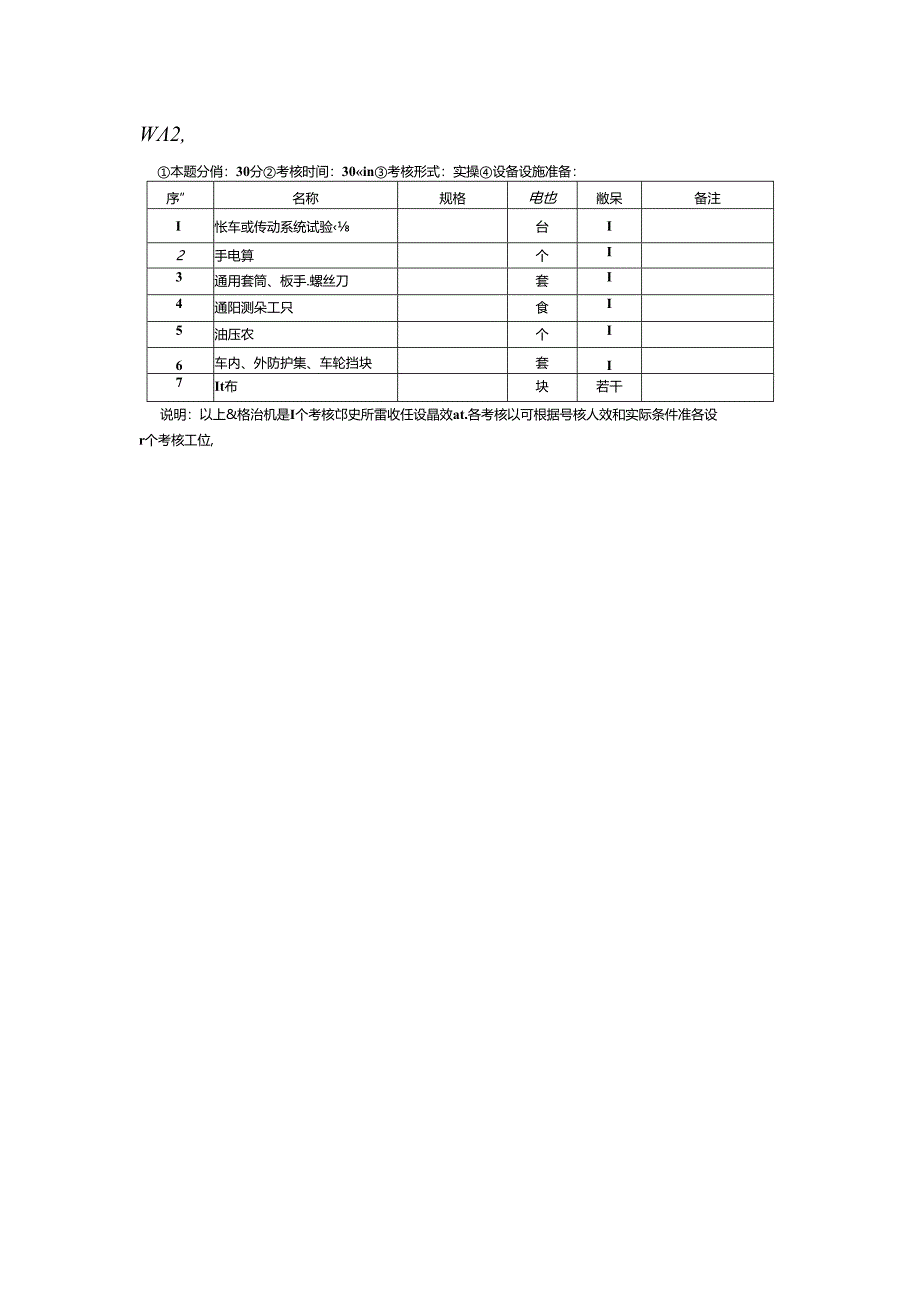 2024年山东省职业技能等级认定试卷 真题 汽车维修高级工考场准备通知单 ().docx_第2页