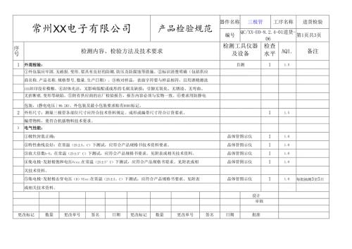 三极管进货检验标准.docx