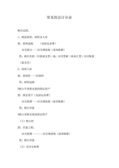 常见的会计分录归纳.docx