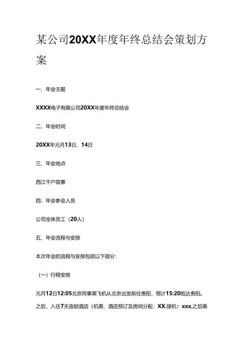 某公司20XX年度年终总结会策划方案全套.docx