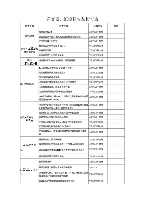 逆变器、汇流箱安装检查表.docx