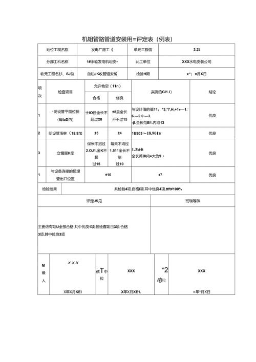 机组管路管道安装质量评定表.docx
