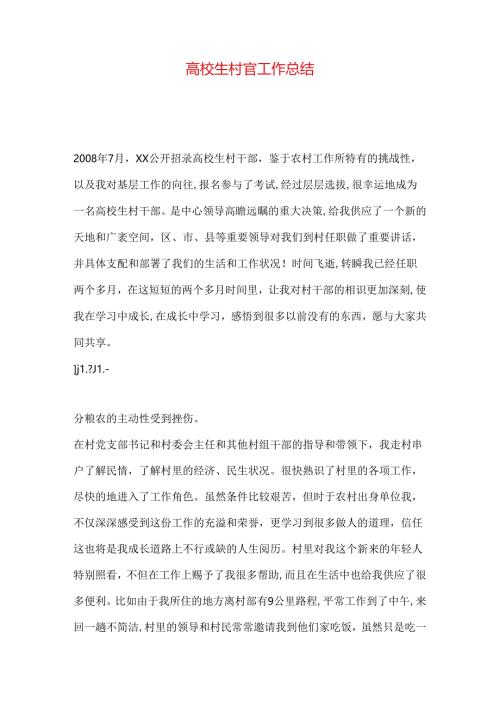 大学生村官工作总结.docx