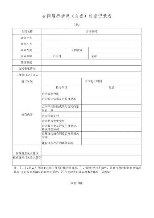 合同履行情况（自查）检查记录表.docx