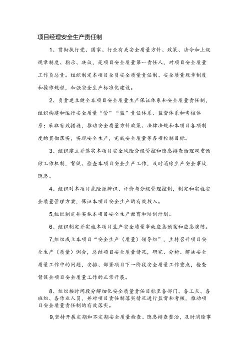 安全生产责任制（项目经理）.docx