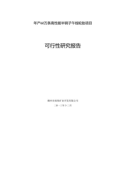 年产60万条高性能半钢子午线轮胎项目可行性研究报告.docx