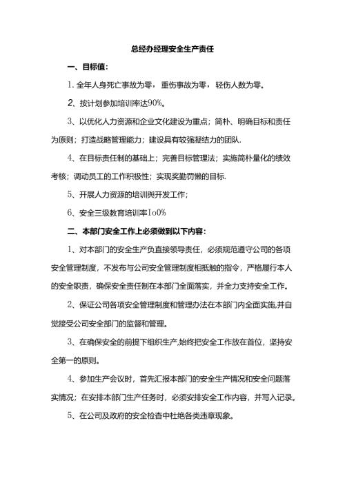 总经办经理安全生产责任.docx