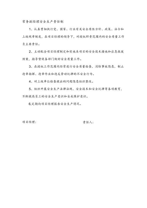 安全生产责任制（常务副经理）.docx